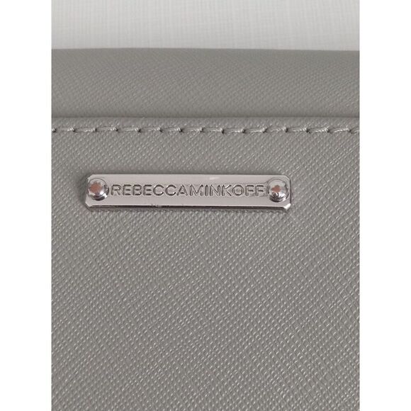 Rebecca Minkoff Genuine Leather Gray Cutout Envelope Flap Crossbody Clutch Bag - Picture 5 of 12